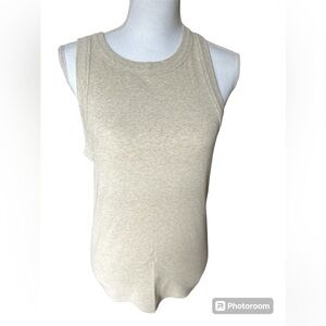 Banana Republic oatmeal heather colored ribbed knit tank top.